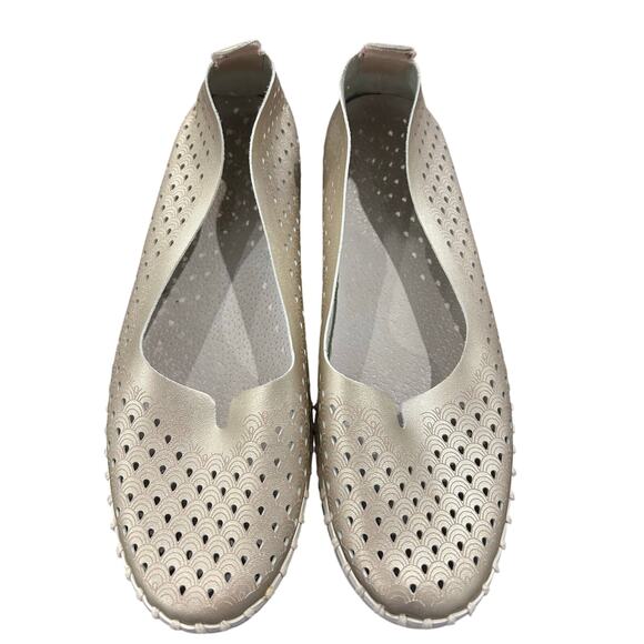 Ilse Jacobsen Hornbaek Tulip Slip On Flats Metallic Gold Size 39 Travel Cruise - Picture 3 of 7